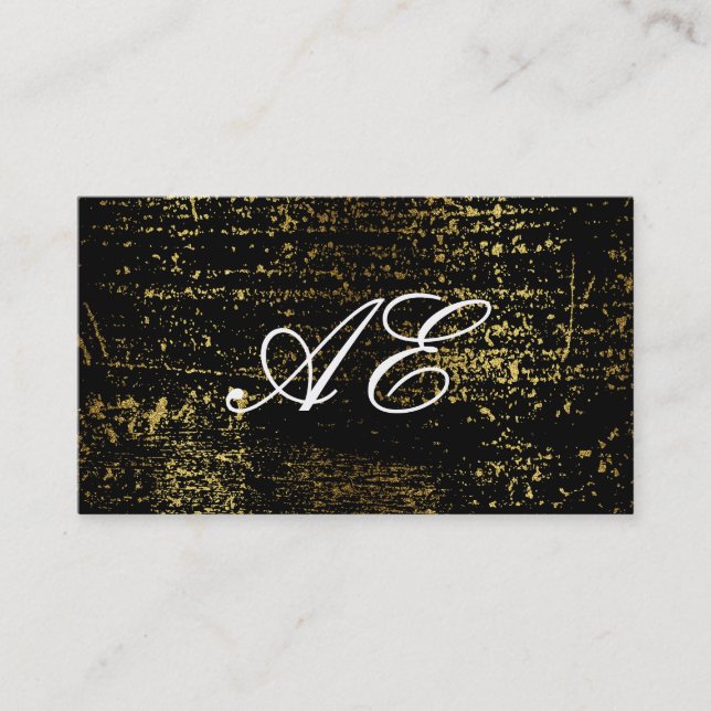 Carte De Visite Élégant Monogramme Script Gold Grunge (Devant)