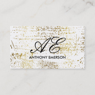 Carte De Visite Élégant Monogramme Script Gold Grunge