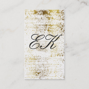 Carte De Visite Élégant Monogramme Script Gold Grunge