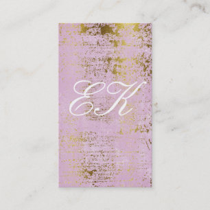 Carte De Visite Élégant Monogramme Script Gold Grunge rose