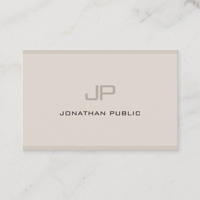 Carte De Visite Élégant Monogramme Simple Plain Professionnel Mode (Devant)