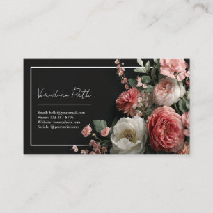 Carte De Visite Élégant Moody Floral Pink Peony