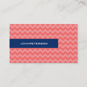 Carte De Visite Élégant Motif Chevron rose et bleu rétro