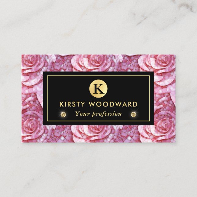 Carte De Visite Élégant Motif de mosaïque rose (Devant)