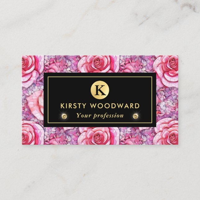 Carte De Visite Élégant Motif de mosaïque rose (Devant)