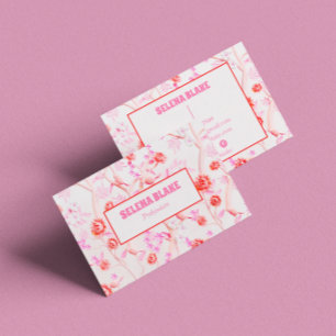 Carte De Visite Élégant motif floral rose   Moderne et tendance