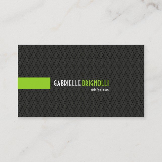 Carte De Visite Élégant Motif géométrique noir et vert (Devant)