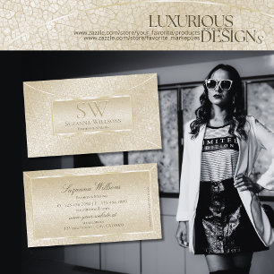 Carte De Visite Élégant Motif serpent à crème de soie avec Monogra