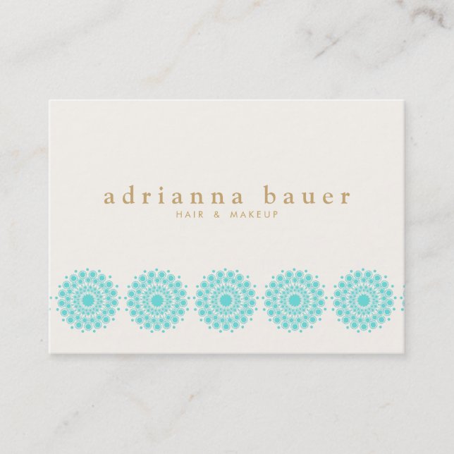 Carte De Visite Elégant Motif Turquoise Cosmetologue Salon & Spa (Devant)