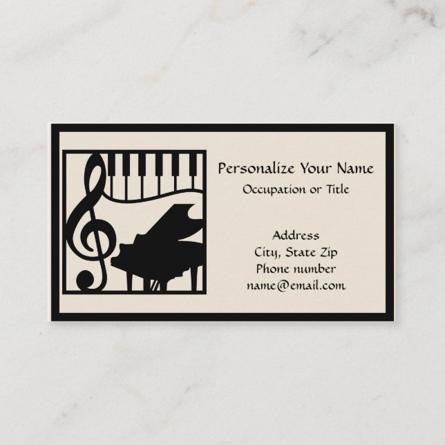 Carte De Visite Elegant Music Piano Keyboard Clef Note Stylish (Devant)