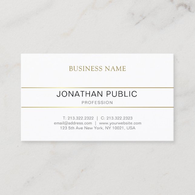 Carte De Visite Élégant Nettoyant Design Gold White Professionnel (Devant)