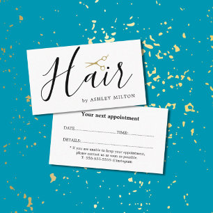 Carte De Visite Elégant Nettoyer Ciseaux Hair Styliste Rendez-vous