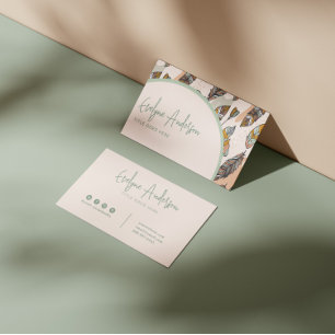 Carte De Visite Élégant Neutre Neutre Boho Chic Feather Indie