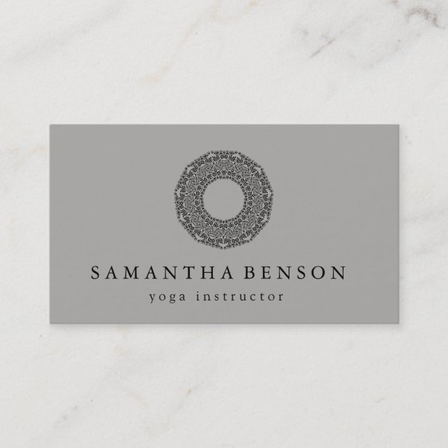 Carte De Visite Elégant noir & blanc Mandala Art Logo Yoga (Devant)