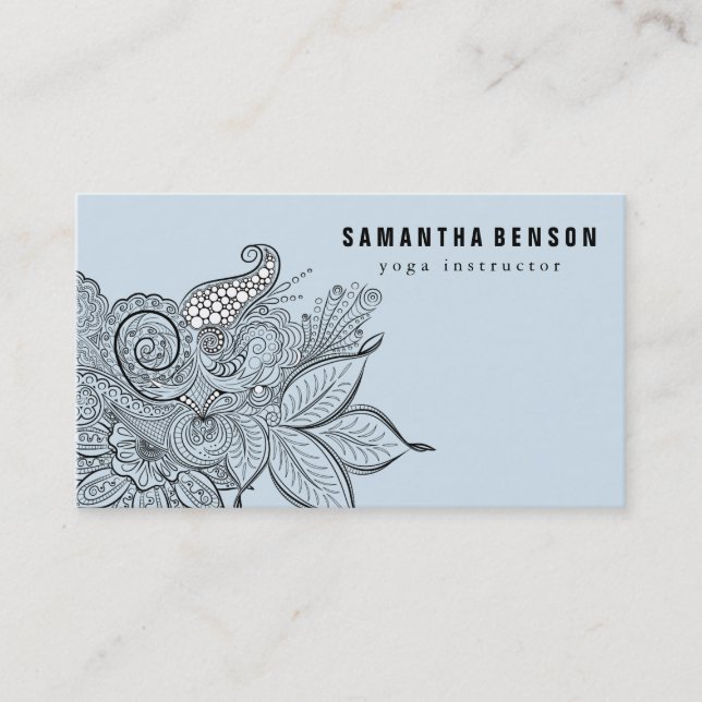 Carte De Visite Elégant noir & blanc Mandala Art Logo Yoga (Devant)