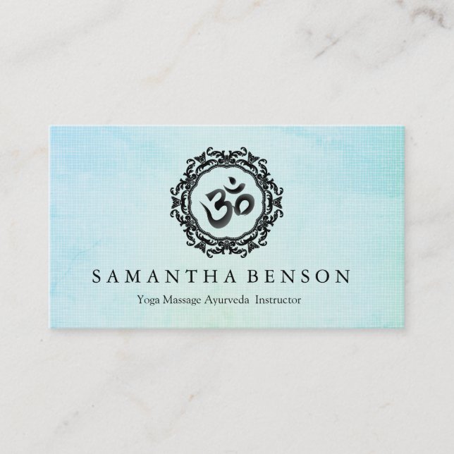 Carte De Visite Elégant noir & blanc Mandala Art Logo Yoga (Devant)