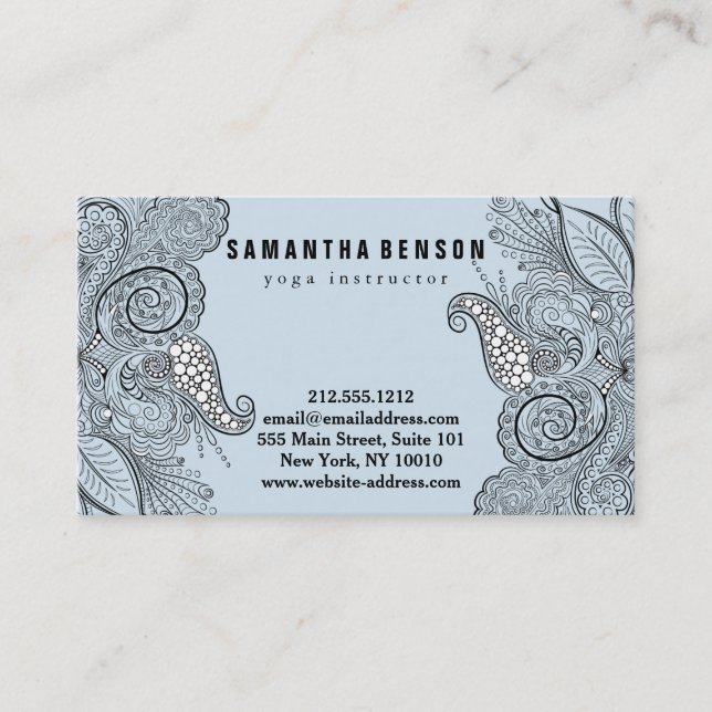 Carte De Visite Elégant noir & blanc Mandala Art Logo Yoga (Devant)