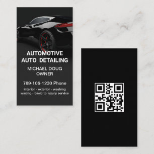 Carte De Visite Élégant noir blanc mobile auto Laver code QR