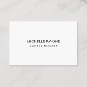Carte De Visite Élégant Noir & Blanc Simple Plain Professionnel