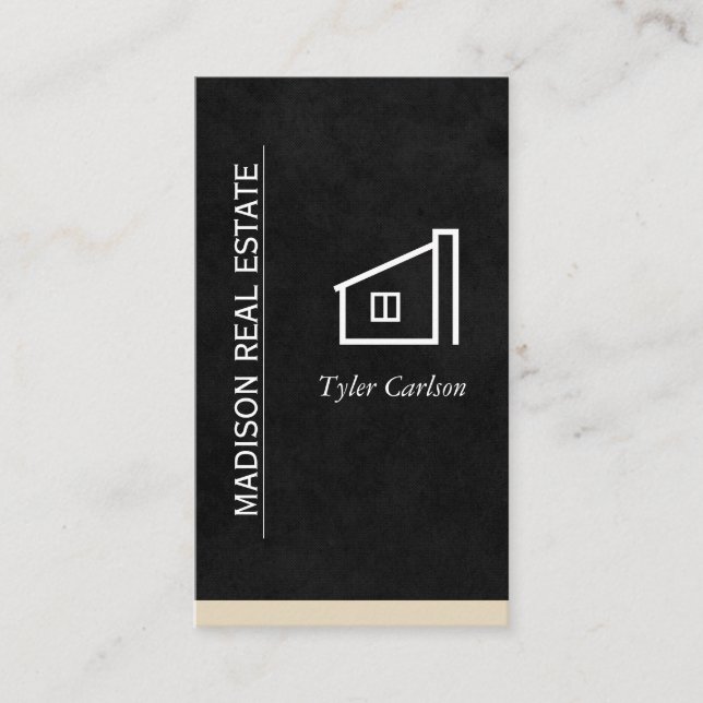 Carte De Visite Élégant noir / Décor beige / Logo maison (Devant)