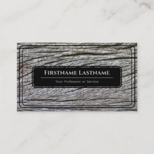 Carte De Visite Elégant noir encadré bois style bois gris grain
