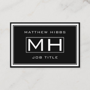 Carte De Visite Élégant noir et blanc
