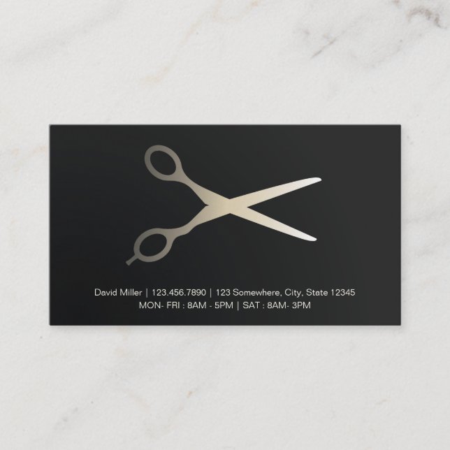Carte De Visite Elégant noir et blanc Faux Gold Barber (Devant)