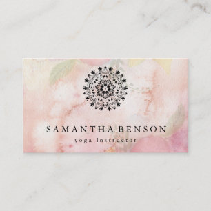 Carte De Visite Élégant noir et blanc Lotus Flower Logo Yoga