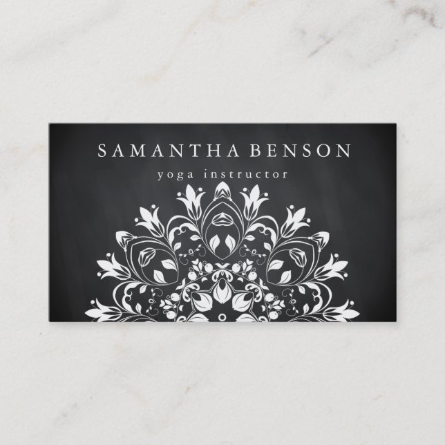 Carte De Visite Élégant noir et blanc Lotus Flower Logo Yoga (Devant)