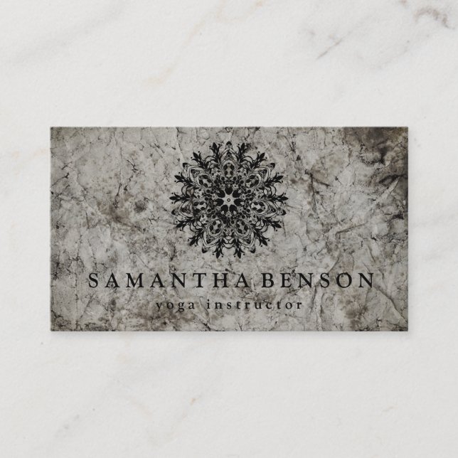 Carte De Visite Élégant noir et blanc Lotus Flower Logo Yoga (Devant)