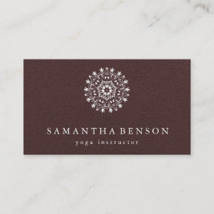 Carte De Visite Élégant noir et blanc Lotus Flower Logo Yoga