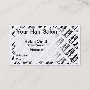 Carte De Visite Elégant noir et blanc pour salon de coiffure & Sty