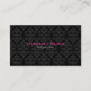Carte De Visite Elégant noir et blanc Vintage Damas florales 7