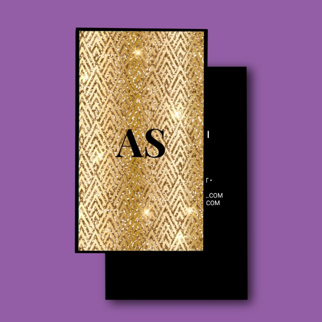 Carte De Visite Élégant noir faux parties scintillant en marbre de (Créateur téléchargé)