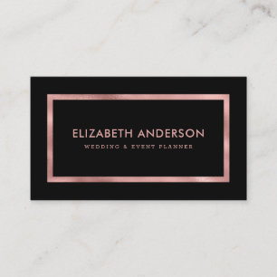 Carte De Visite Élégant noir moderne et Rose Gold Foil
