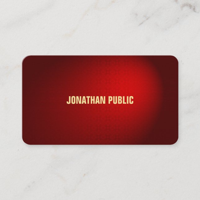 Carte De Visite Elégant Noir Rouge Damas Professionnel Luxueux (Devant)