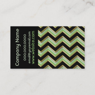Carte De Visite Élégant noir sur Apple Green ZigZag Business