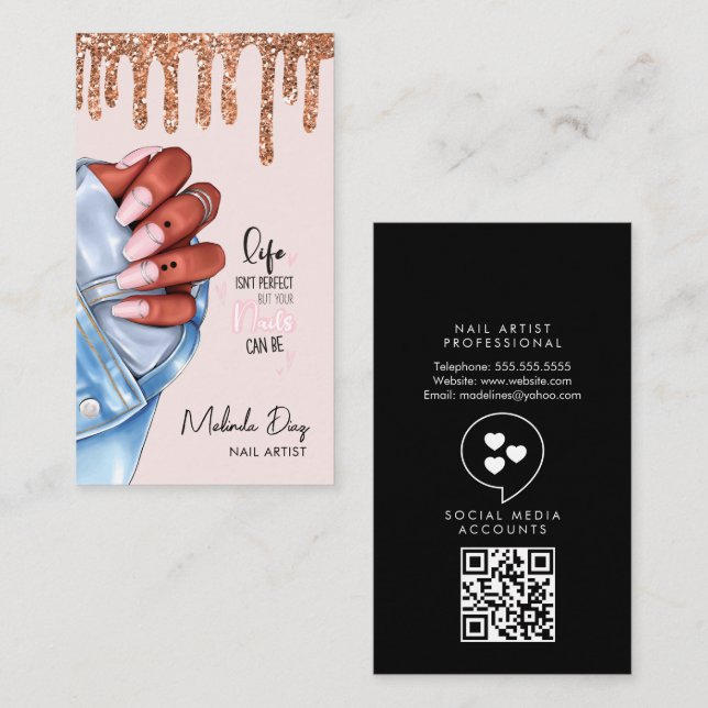 Carte De Visite Elégant ongle Artiste concepteur Salon Parties sci (Devant / Derrière)