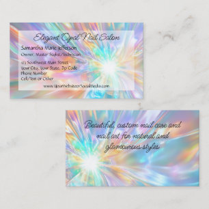 Carte De Visite Elégant Opal Holographique Crystal Pedicure Salon