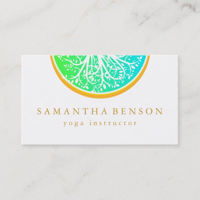 Carte De Visite Elégant or Aquarelle Arbre Yoga et méditation (Devant)