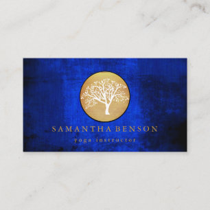 Carte De Visite Elégant or Aquarelle Arbre Yoga et méditation B