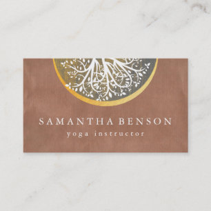 Carte De Visite Elégant or Aquarelle Arbre Yoga et méditation B