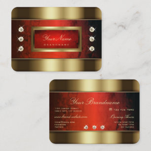 Carte De Visite Elégant or avec marbre rouge et diamants Faux