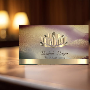 Carte De Visite Elégant or Lotus Gold Stripe Yoga Ombre