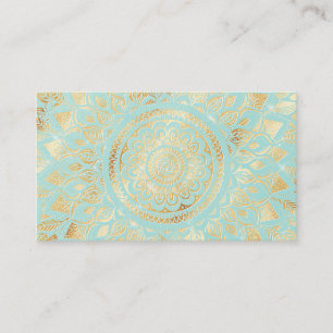 Carte De Visite Elégant or Lumière Turquoise Mandala Floral