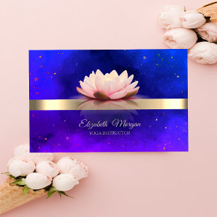 Carte De Visite Élégant Or Moderne Stripe Lotus Stars