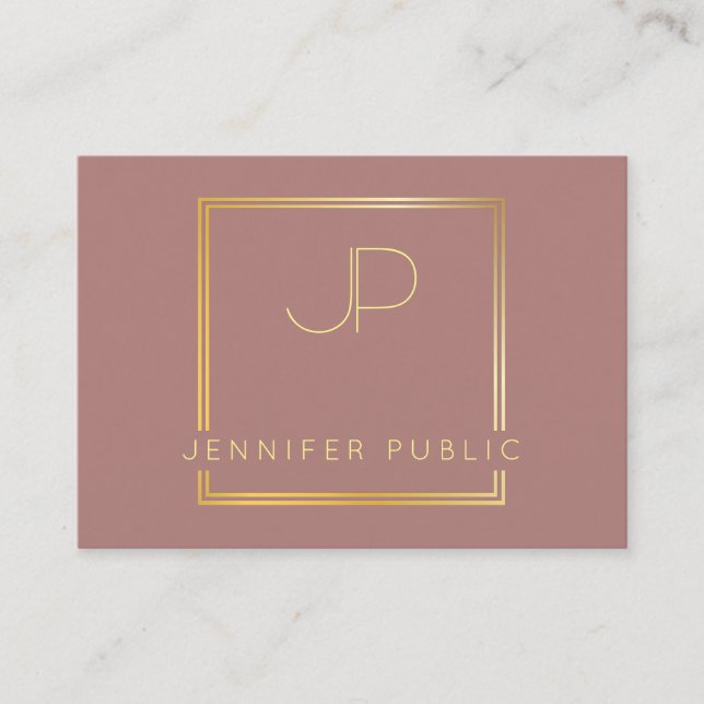 Carte De Visite Élégant Or Monogramme Moderne Modèle Luxe (Devant)