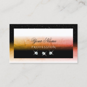 Carte De Visite Elégant Orange Marbré Noir Blanc Style Bijoux