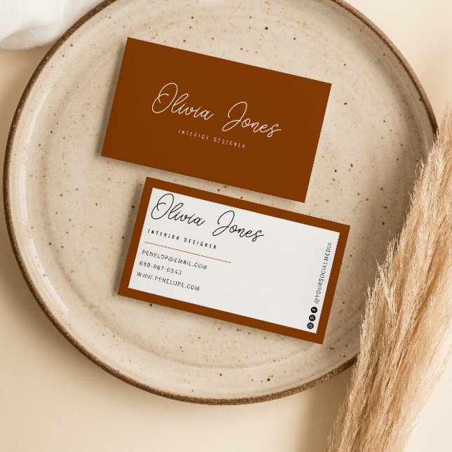 Carte De Visite Élégant Orange Terracotta Branding Moderne tendanc (Créateur téléchargé)
