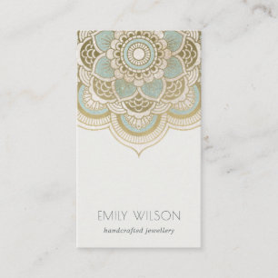 Carte De Visite Elégant Ornate Gold Foil Turquoise Turquoise Mand